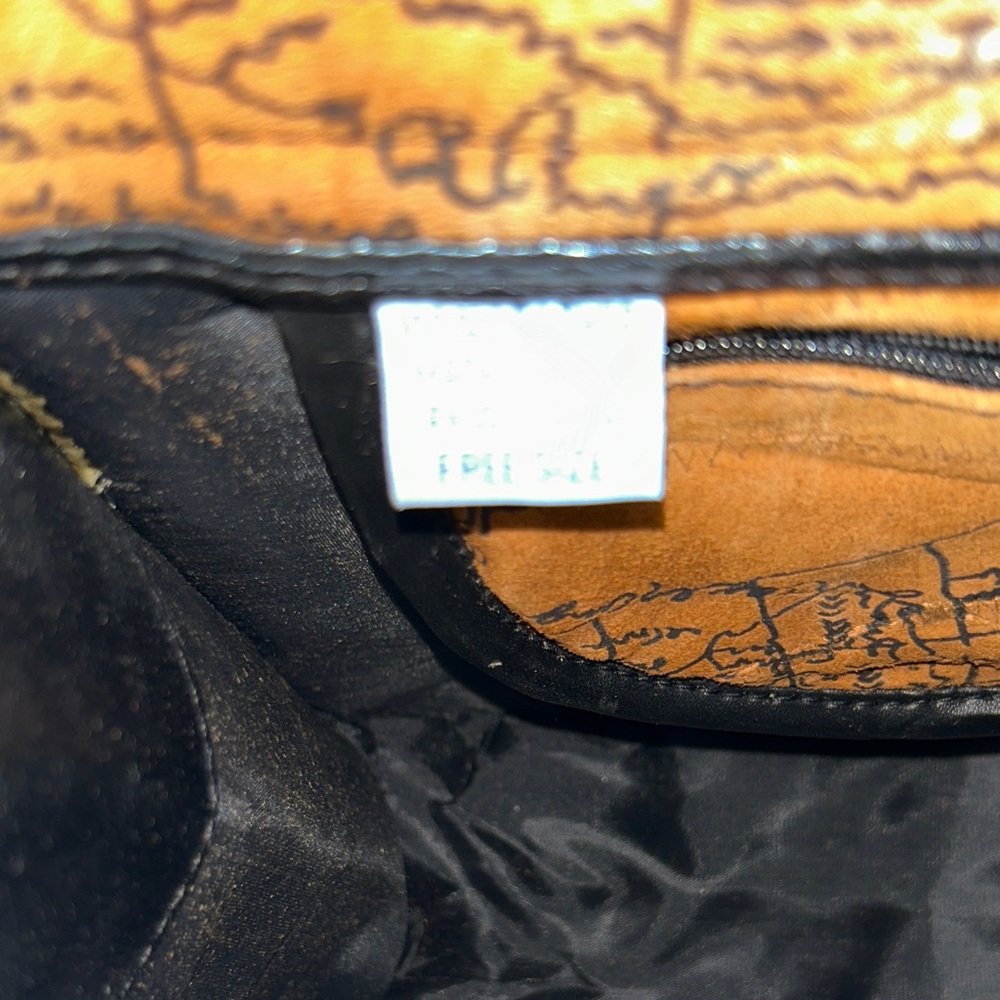 Brown and Black Map Suede Leather Shoulder Bag - Picture 5 of 8